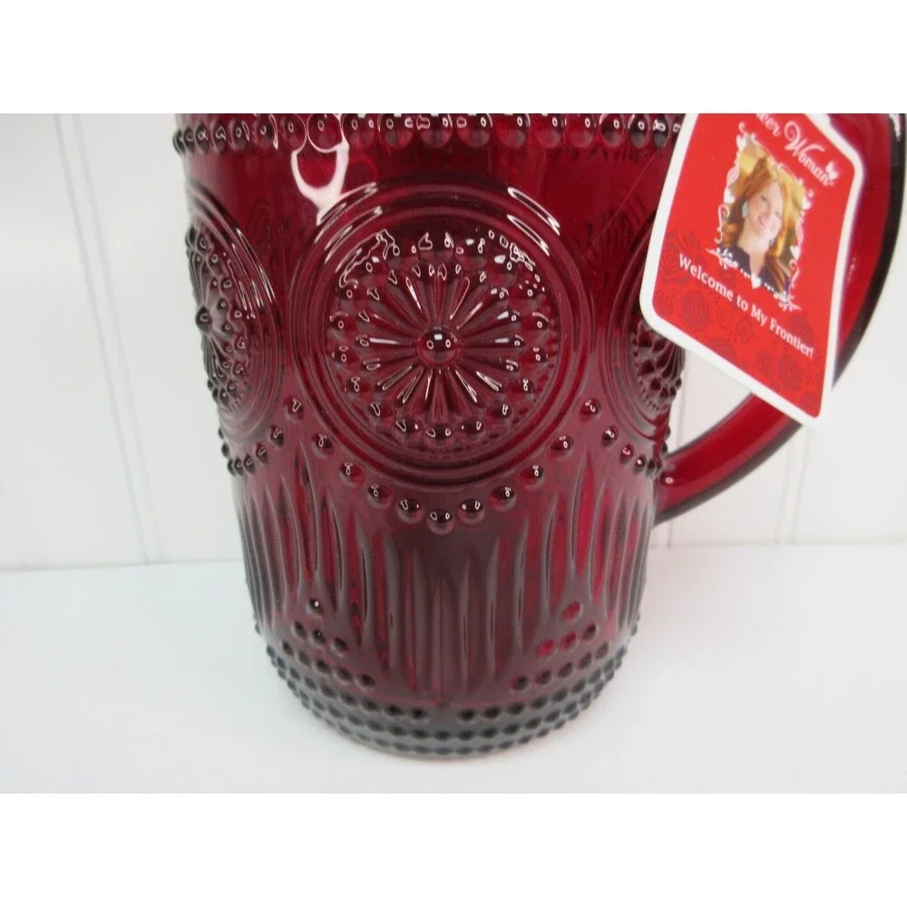 Pioneer Woman Pitcher Adeline Ruby Red Glass  54 oz. 8.5